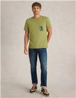 White Stuff Pure Cotton Octopus Graphic Crew Neck T-Shirt Green Mix