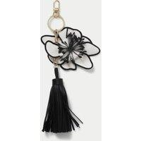 Black Flower Tassel Bag Charm Keyring