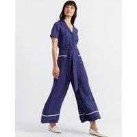 Ric Rac Belted Short Sleeve Waisted Jumpsuit