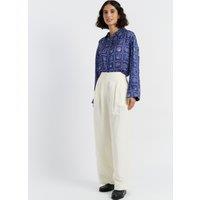 Linen Blend Pleat Front Wide Leg Trousers