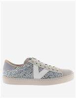 Victoria Berlin Glitter Leather Trainers Silver