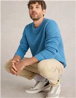 Pure Cotton Textured Crew Neck Jumper