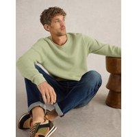 White Stuff Pure Cotton Textured Crew Neck Jumper Green