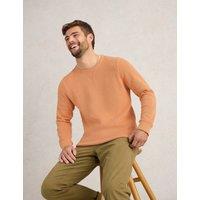 Pure Cotton Textured Crew Neck Jumper