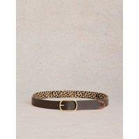 Leather Animal Print Reversible Belt