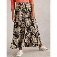 White Stuff Jersey Printed Midaxi A-Line Skirt Black Mix