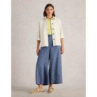 White Stuff Linen Blend Culottes Blue Mix