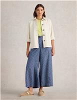 White Stuff Linen Blend Culottes Blue Mix