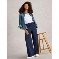 White Stuff Cotton Rich Wide Leg Chinos With Linen Navy