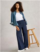 Cotton Rich Wide Leg Chinos With Linen