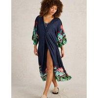 Printed V-Neck Midaxi Kimono