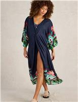 Printed V-Neck Midaxi Kimono