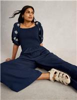Cotton Linen Blend Embroidered Jumpsuit