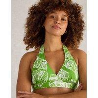 Printed Padded High Neck Triangle Bikini Top