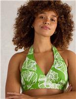 Printed Padded High Neck Triangle Bikini Top