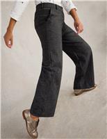 White Stuff Wool Blend Tweedy Wide Leg Trousers Navy Mix