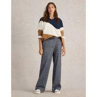 Wool Blend Tweedy Wide Leg Trousers