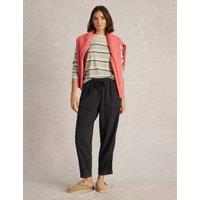 White Stuff Linen Rich Relaxed Ankle Grazer Trousers Black