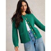Pure Cotton Ribbed Crew Neck Cardigan