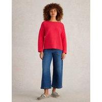 Pure Cotton Textured Crew Neck Jumper