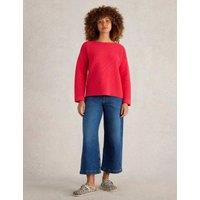 Pure Cotton Textured Crew Neck Jumper