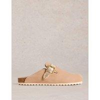 Suede Buckle Mules