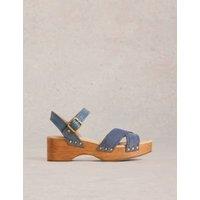 Suede Ankle Strap Block Heel Clogs