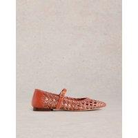 Leather Woven Flat Mary Jane Ballet Pumps