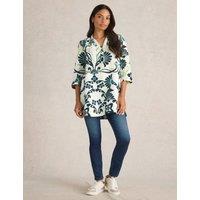 Pure Linen Printed Collared Tunic