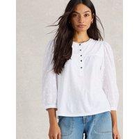 Cotton Modal Polka Dot Button Detail Blouse