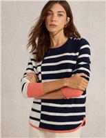 White Stuff Wool Blend Striped Crew Neck Jumper Navy Mix