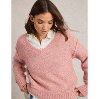 Cotton Rich Textured V-Neck Jumper