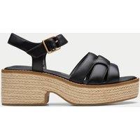 Leather Wedge Heel Espadrille Sandals