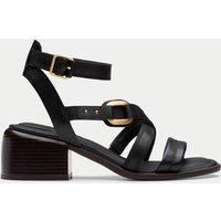 Leather Ankle Strap Block Heel Sandals