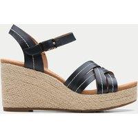 Leather Strappy Wedge Espadrille Sandals