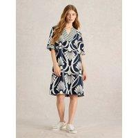 Pure Linen Printed Mini Tea Dress