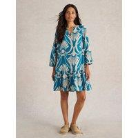 Linen Rich Printed Tea Dress