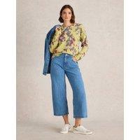 Striped Wide Leg Cropped Jeans