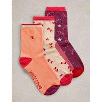 3pk Cotton Rich Heart Ankle High Socks