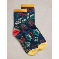 Cotton Rich Floral Ankle High Socks