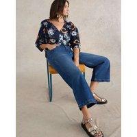 Mid Rise Wide Leg Cropped Jeans