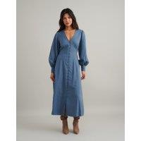 Pure Cotton V-Neck Midaxi Relaxed Tea Dress