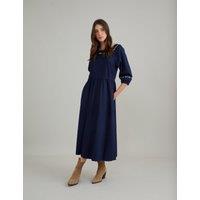 Pure Cotton Embroidered Square Neck Dress