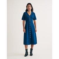 Denim V-Neck Midi Tea Dress