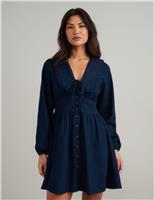 Nobody's Child Denim Collared Mini Tea Dress Blue