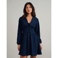 Nobody's Child Denim Collared Mini Tea Dress Blue