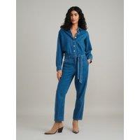 Denim Tie Detail Long Sleeve Jumpsuit