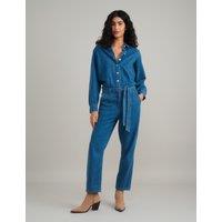 Denim Tie Detail Long Sleeve Jumpsuit
