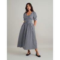 Pure Cotton Gingham Scoop Neck Midaxi Dress
