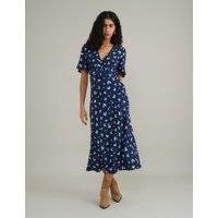 Floral V-Neck Midi Tea Dress